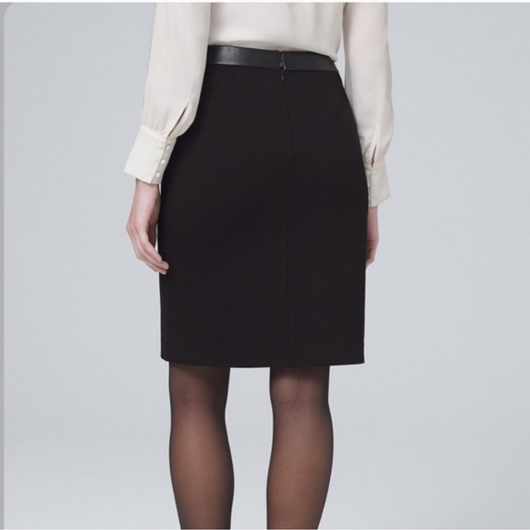 White House Black Market Black Ponte Faux leather Pencil Skirt size 4 - Picture 4 of 14